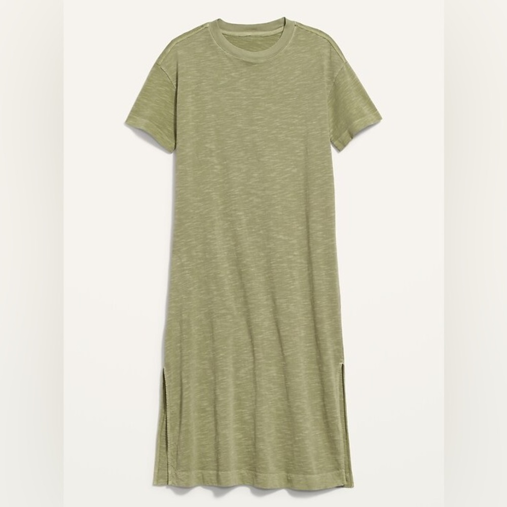 Olive green midi t-shirt dress